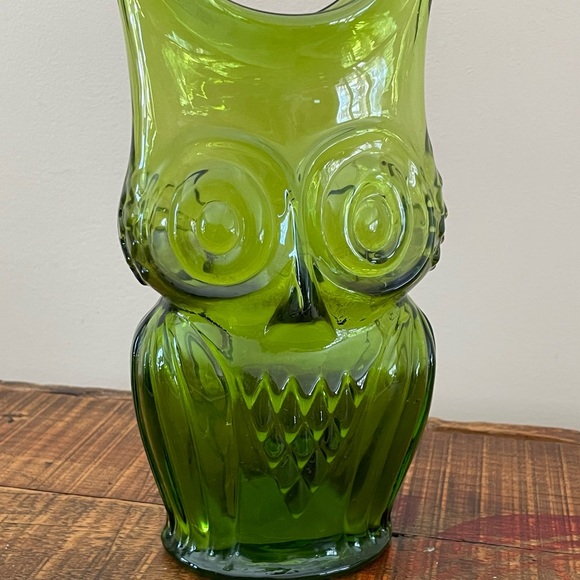 Vintage Viking Glass Green Glass Owl Vase❤️ - Picture 5 of 14
